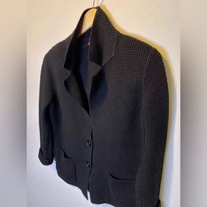 Anne Klein S 100% Wool Cardigan Sweater Black